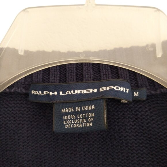 Ralph Lauren Sport Women’s Medium Navy Blue Long Sleeve Full Zip Fitted Sweater - Picture 9 of 11